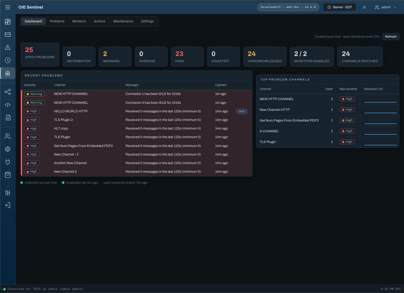 OIE Sentinel screenshot
